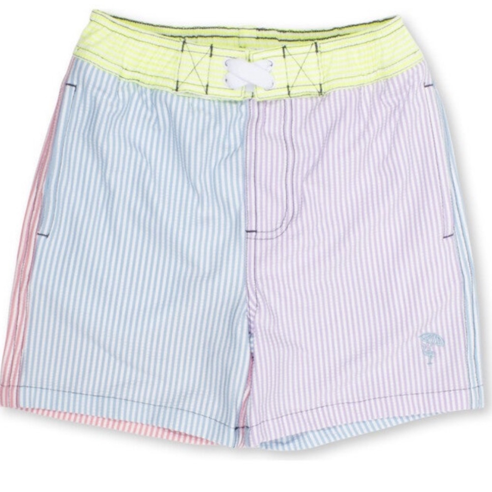 Shade Critters 4 Way Stretch Swim Trunks Seersucker Colorblock